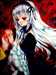 Rating: Safe Score: 0 Tags: 1girl black_dress black_ribbon detached_collar dress flower frilled_sleeves frills hairband image juliet_sleeves lolita_hairband long_hair long_sleeves puffy_sleeves red_eyes red_flower red_rose ribbon rose silver_hair solo suigintou traditional_media very_long_hair wide_sleeves wings User: admin