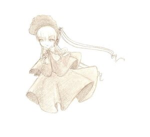 Rating: Safe Score: 0 Tags: 1girl bangs capelet dress eyebrows_visible_through_hair hat image long_hair long_sleeves looking_at_viewer monochrome shinku simple_background solo standing striped very_long_hair white_background User: admin