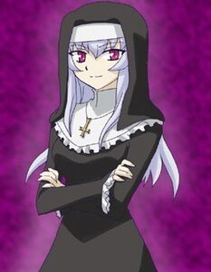 Rating: Safe Score: 0 Tags: 1girl black_dress closed_mouth cross crossed_arms dress eyebrows_visible_through_hair habit image jewelry long_hair long_sleeves looking_at_viewer necklace nun pink_eyes purple_background simple_background smile solo suigintou User: admin