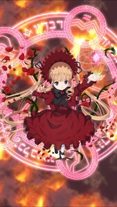 Rating: Safe Score: 0 Tags: 1girl blonde_hair blue_eyes bonnet bow bowtie dress flower image long_hair long_sleeves magic_circle red_dress rose shinku solo twintails very_long_hair User: admin