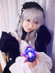 Rating: Safe Score: 0 Tags: 1girl dress flower gothic_lolita lips lolita_fashion long_hair long_sleeves looking_at_viewer puffy_sleeves purple_eyes rose silver_hair solo suigintou upper_body User: admin