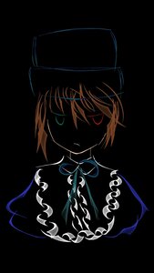 Rating: Safe Score: 0 Tags: 1girl black_background black_headwear blonde_hair capelet dark dress frills hat image looking_at_viewer monochrome red_eyes ribbon short_hair simple_background solo souseiseki transparent_background upper_body User: admin