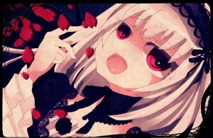 Rating: Safe Score: 0 Tags: 1girl bangs choker dress eyebrows_visible_through_hair flower frills hairband image letterboxed long_hair looking_at_viewer open_mouth petals red_eyes red_flower ribbon rose smile solo suigintou User: admin