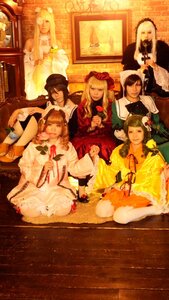 Rating: Safe Score: 0 Tags: 6+girls blonde_hair brown_hair dress flower hat long_hair multiple_boys multiple_cosplay multiple_girls short_hair sitting tagme top_hat User: admin