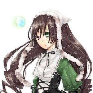 Rating: Safe Score: 0 Tags: 1girl bangs black_ribbon brown_hair dress frills green_dress green_eyes image lace lolita_fashion long_hair long_sleeves open_mouth ribbon solo striped suiseiseki upper_body very_long_hair white_background User: admin