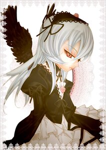 Rating: Safe Score: 0 Tags: 1girl bangs black_dress black_wings dress flower frills hairband image long_hair long_sleeves red_eyes ribbon rose silver_hair simple_background solo suigintou upper_body white_background wings User: admin