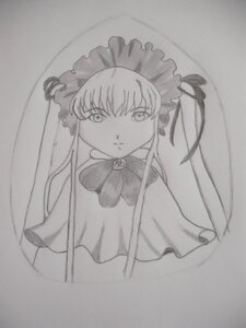 Rating: Safe Score: 0 Tags: 1girl auto_tagged bow bowtie closed_mouth dress expressionless frills image long_hair long_sleeves looking_at_viewer monochrome photo shinku simple_background solo traditional_media upper_body white_background User: admin