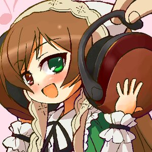 Rating: Safe Score: 0 Tags: 1girl :d blush brown_hair dress frills green_eyes hat image long_hair long_sleeves open_mouth ribbon smile solo suiseiseki upper_body User: admin