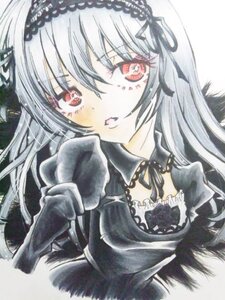 Rating: Safe Score: 0 Tags: 1girl bangs black_dress black_ribbon blush colored_pencil_(medium) dress flower gothic_lolita hairband image lolita_fashion lolita_hairband long_hair long_sleeves looking_at_viewer marker_(medium) millipen_(medium) neck_ribbon open_mouth red_eyes ribbon smile solo suigintou traditional_media white_background User: admin