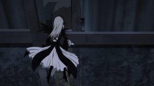 Rating: Safe Score: 0 Tags: 1girl boots dress greyscale image long_hair long_sleeves monochrome solo standing suigintou wings User: admin
