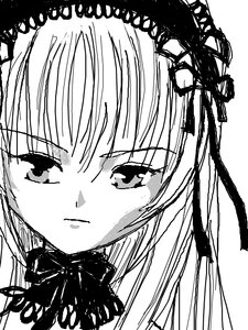 Rating: Safe Score: 0 Tags: 1girl bangs blush closed_mouth eyebrows_visible_through_hair face greyscale hair_ribbon image long_hair looking_at_viewer monochrome portrait ribbon simple_background solo suigintou white_background User: admin