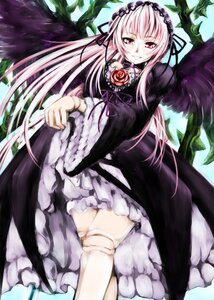 Rating: Safe Score: 0 Tags: 1girl black_wings blush doll_joints dress flower frills hairband image joints lolita_fashion lolita_hairband long_hair long_sleeves looking_at_viewer pink_eyes plant rose smile solo suigintou very_long_hair wings User: admin