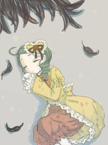 Rating: Safe Score: 0 Tags: 1girl ahoge animal bird bird_on_head bloomers closed_eyes crow dove dress drill_hair feathers flower frills green_hair image kanaria long_sleeves seagull solo underwear User: admin