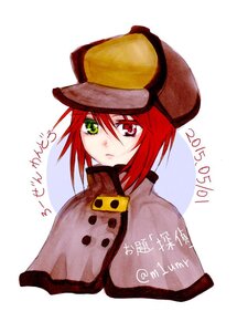 Rating: Safe Score: 0 Tags: 1boy closed_mouth green_eyes hat heterochromia image looking_at_viewer red_eyes red_hair short_hair simple_background solo souseiseki white_background User: admin