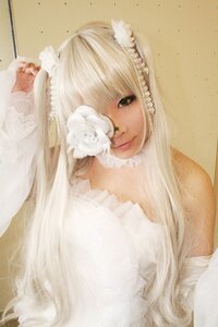 Rating: Safe Score: 0 Tags: 1girl bangs bare_shoulders blonde_hair dress kirakishou lace lips photo realistic solo upper_body veil wedding_dress white_dress white_flower User: admin