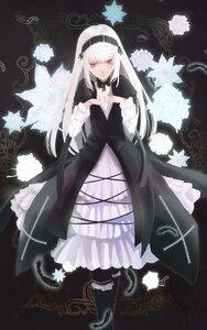 Rating: Safe Score: 0 Tags: 1girl bangs black_dress black_legwear dress floral_background flower frills gothic_lolita hairband image lolita_fashion long_hair long_sleeves looking_at_viewer red_eyes rose solo suigintou very_long_hair white_flower white_hair white_rose User: admin