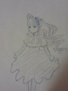 Rating: Safe Score: 0 Tags: 1girl dress hair_ornament image long_hair monochrome photo shinku sketch smile solo traditional_media User: admin