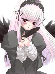 Rating: Safe Score: 0 Tags: 1girl black_dress black_ribbon black_wings blush dress frilled_sleeves frills hairband image juliet_sleeves long_hair long_sleeves looking_at_viewer pink_eyes puffy_sleeves rose silver_hair simple_background smile solo suigintou upper_body very_long_hair white_background wings User: admin