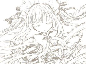 Rating: Safe Score: 0 Tags: 1girl auto_tagged closed_eyes dress flower hair_ribbon image long_hair monochrome ribbon rose shinku simple_background solo upper_body very_long_hair white_background User: admin