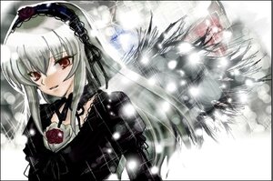 Rating: Safe Score: 0 Tags: 1girl black_dress black_ribbon black_wings dress flower hairband image letterboxed long_hair long_sleeves looking_at_viewer red_eyes rose silver_hair solo suigintou upper_body wings User: admin