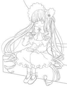 Rating: Safe Score: 0 Tags: 1girl bow bowtie cup drill_hair flower frills image long_hair long_sleeves looking_at_viewer monochrome ringlets shinku sitting solo striped striped_background teacup twin_drills twintails vertical_stripes very_long_hair User: admin