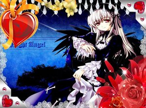 Rating: Safe Score: 0 Tags: 1girl cross dress flower frills hairband image lolita_hairband long_hair long_sleeves red_eyes red_flower ribbon rose silver_hair smile solo suigintou wings User: admin