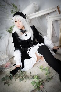 Rating: Safe Score: 0 Tags: 1girl 3d black_legwear dress flower frills gothic_lolita hairband lips long_hair long_sleeves photo plant silver_hair sitting solo suigintou thighhighs User: admin