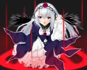 Rating: Safe Score: 0 Tags: 1girl breasts detached_collar dress flower frilled_sleeves frills hairband image lolita_hairband long_hair long_sleeves looking_at_viewer purple_eyes rose silver_hair smile solo suigintou wings User: admin