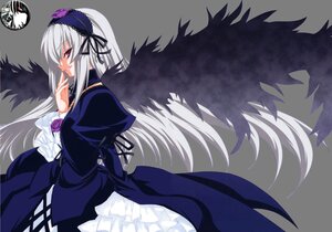 Rating: Safe Score: 0 Tags: 1girl black_wings dress flower frills hairband image juliet_sleeves long_hair long_sleeves looking_at_viewer pink_eyes puffy_sleeves red_eyes rose silver_hair solo suigintou very_long_hair white_background wings User: admin