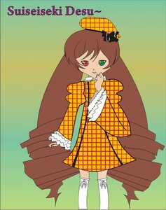 Rating: Safe Score: 0 Tags: 1girl brown_hair character_name dress frills hat heterochromia image long_hair long_sleeves looking_at_viewer red_eyes simple_background solo standing suiseiseki top_hat white_legwear User: admin