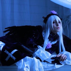 Rating: Safe Score: 0 Tags: 1girl black_dress blue_eyes blue_theme checkered checkered_floor dress flower frills gothic_lolita hairband lips lolita_fashion long_hair long_sleeves solo suigintou wings User: admin