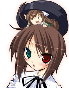 Rating: Safe Score: 0 Tags: 2girls :d artist_request blush brown_hair chibi dress hat heterochromia image long_sleeves looking_at_viewer multiple_girls open_mouth pair red_eyes rozen_maiden short_hair siblings sisters smile solo souseiseki suiseiseki twins User: admin