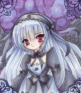 Rating: Safe Score: 0 Tags: 1girl black_dress black_ribbon black_wings detached_collar dress expressionless flower frills hairband image lolita_fashion lolita_hairband long_hair long_sleeves looking_at_viewer marker_(medium) ribbon rose silver_hair solo suigintou traditional_media very_long_hair wings User: admin