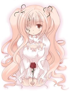 Rating: Safe Score: 0 Tags: 1girl dress flower frills hair_flower image kirakishou long_hair long_sleeves looking_at_viewer pink_hair red_flower red_rose rose sitting solo striped striped_background thorns vertical_stripes very_long_hair wavy_hair white_dress User: admin