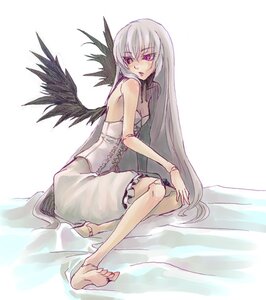 Rating: Safe Score: 0 Tags: 1girl artist_request bare_shoulders barefoot black_wings bloomers bustier doll_joints feathered_wings feet full_body image joints long_hair looking_back parted_lips purple_eyes rozen_maiden silver_hair sitting soles solo suigintou underwear very_long_hair white_background wings yokozuwari User: admin