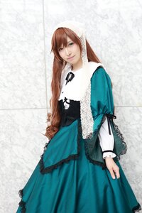 Rating: Safe Score: 0 Tags: 1girl blue_dress blue_eyes brown_hair dress green_dress lips lolita_fashion long_hair long_sleeves looking_at_viewer smile solo standing suiseiseki User: admin