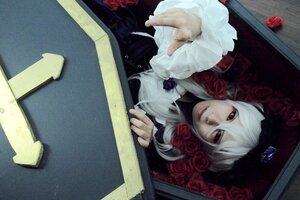 Rating: Safe Score: 0 Tags: 1girl coffin flower in_box in_container red_eyes red_flower red_rose rose solo suigintou white_hair User: admin