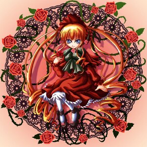 Rating: Safe Score: 0 Tags: 1girl blonde_hair blue_eyes bow capelet dress drill_hair flower green_bow image long_hair long_sleeves orange_flower pink_background pink_flower pink_rose plant purple_rose red_capelet red_dress red_flower red_rose rose rose_petals shinku smile solo thorns twintails vines yellow_rose User: admin