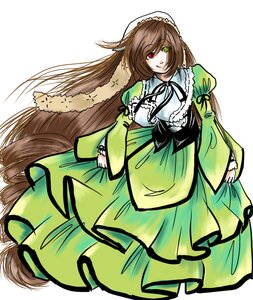 Rating: Safe Score: 0 Tags: 1girl brown_hair dress frills full_body green_dress green_eyes heterochromia image long_hair long_sleeves looking_at_viewer red_eyes smile solo suiseiseki very_long_hair User: admin