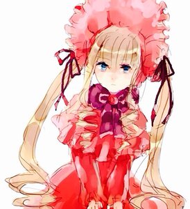 Rating: Safe Score: 0 Tags: 1girl blonde_hair blue_eyes bonnet bow bowtie dress drill_hair image long_hair long_sleeves looking_at_viewer red_dress shinku simple_background solo twin_drills twintails very_long_hair white_background User: admin