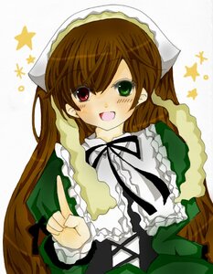 Rating: Safe Score: 0 Tags: 1girl :d blush brown_hair dress frills green_dress green_eyes head_scarf heterochromia image long_hair long_sleeves looking_at_viewer open_mouth red_eyes simple_background smile solo star_(symbol) suiseiseki very_long_hair white_background User: admin