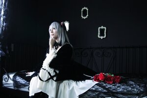 Rating: Safe Score: 0 Tags: 1girl dress flower gothic_lolita long_hair realistic red_flower red_rose rose silver_hair solo suigintou User: admin