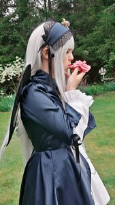 Rating: Safe Score: 0 Tags: 1girl bug butterfly day dress flower holding holding_flower insect long_hair long_sleeves nature outdoors profile solo suigintou tree white_hair User: admin