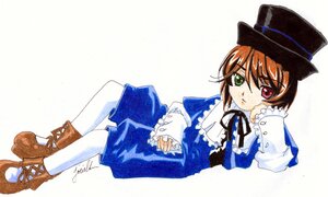 Rating: Safe Score: 0 Tags: 1girl blue_dress boots brown_hair dress full_body green_eyes hat heterochromia image long_sleeves looking_at_viewer red_eyes ribbon short_hair solo souseiseki top_hat white_legwear User: admin