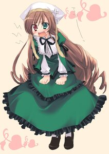 Rating: Safe Score: 0 Tags: 1girl angry artist_request bangs brown_hair dress frills full_body green_dress green_eyes hat head_scarf heart heterochromia image long_hair long_sleeves open_mouth red_eyes rozen_maiden simple_background solo standing suiseiseki twintails very_long_hair User: admin