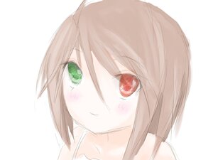 Rating: Safe Score: 0 Tags: 1girl bangs bare_shoulders blush brown_hair closed_mouth collarbone eyebrows_visible_through_hair green_eyes hair_between_eyes image looking_at_viewer red_eyes simple_background sketch smile solo souseiseki striped vertical_stripes white_background User: admin