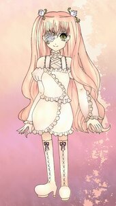 Rating: Safe Score: 0 Tags: 1girl boots doll_joints dress eyepatch flower frills full_body hair_flower hair_ornament image joints kirakishou knee_boots long_hair pink_hair smile solo standing very_long_hair white_footwear yellow_eyes User: admin