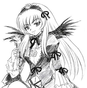 Rating: Safe Score: 0 Tags: 1girl detached_collar dress flower frilled_sleeves frills greyscale hairband long_hair long_sleeves looking_at_viewer monochrome ribbon rose simple_background smile solo suigintou very_long_hair white_background wings User: admin