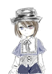 Rating: Safe Score: 0 Tags: 1girl capelet closed_mouth corset dress image long_sleeves looking_at_viewer neck_ribbon otoko_no_ko ribbon short_hair simple_background sketch solo souseiseki striped User: admin