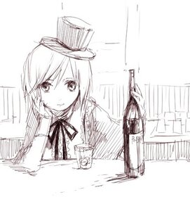 Rating: Safe Score: 0 Tags: 1girl closed_mouth hat image long_sleeves monochrome neck_ribbon ribbon sketch solo souseiseki top_hat upper_body User: admin